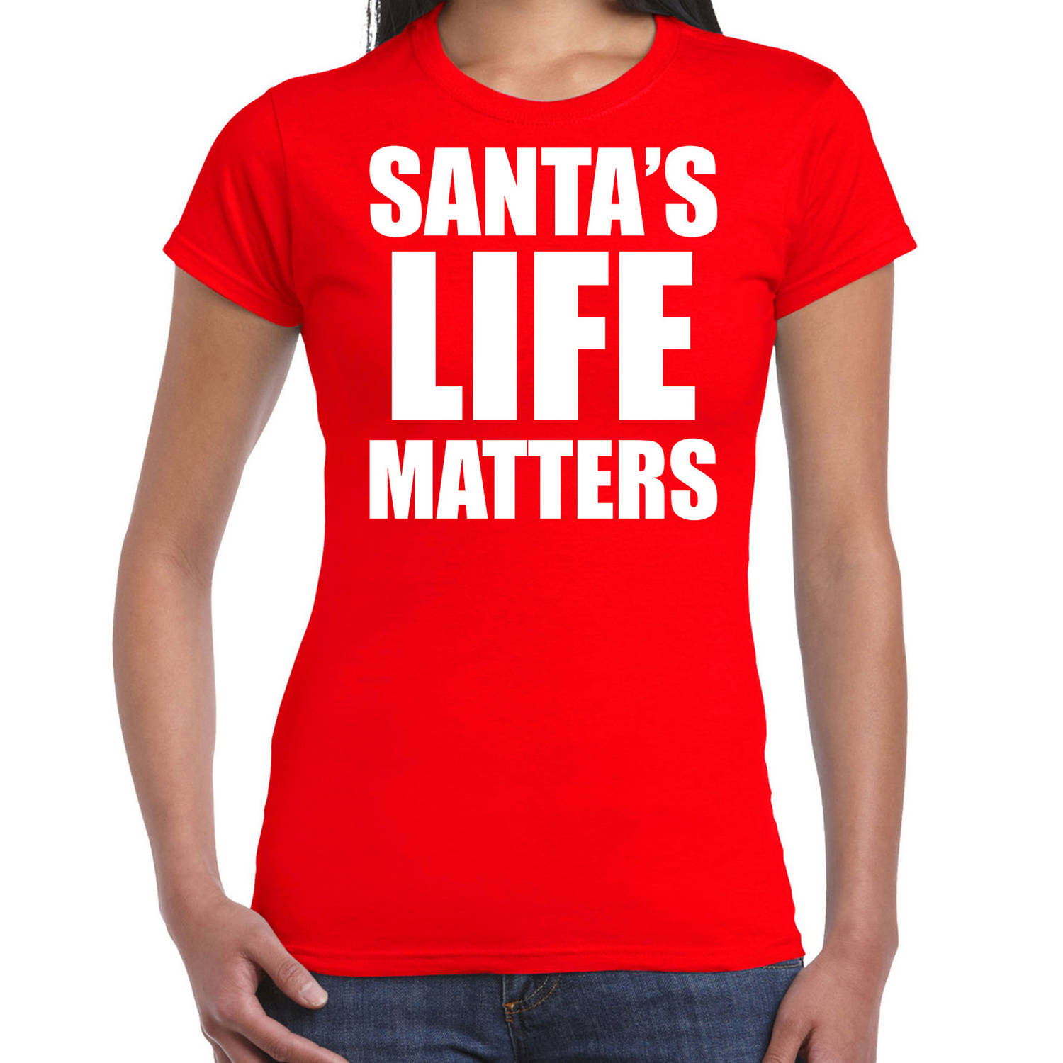Rood Kerstshirt / Kerstkleding Santas life matters voor dames XL - kerst t-shirts