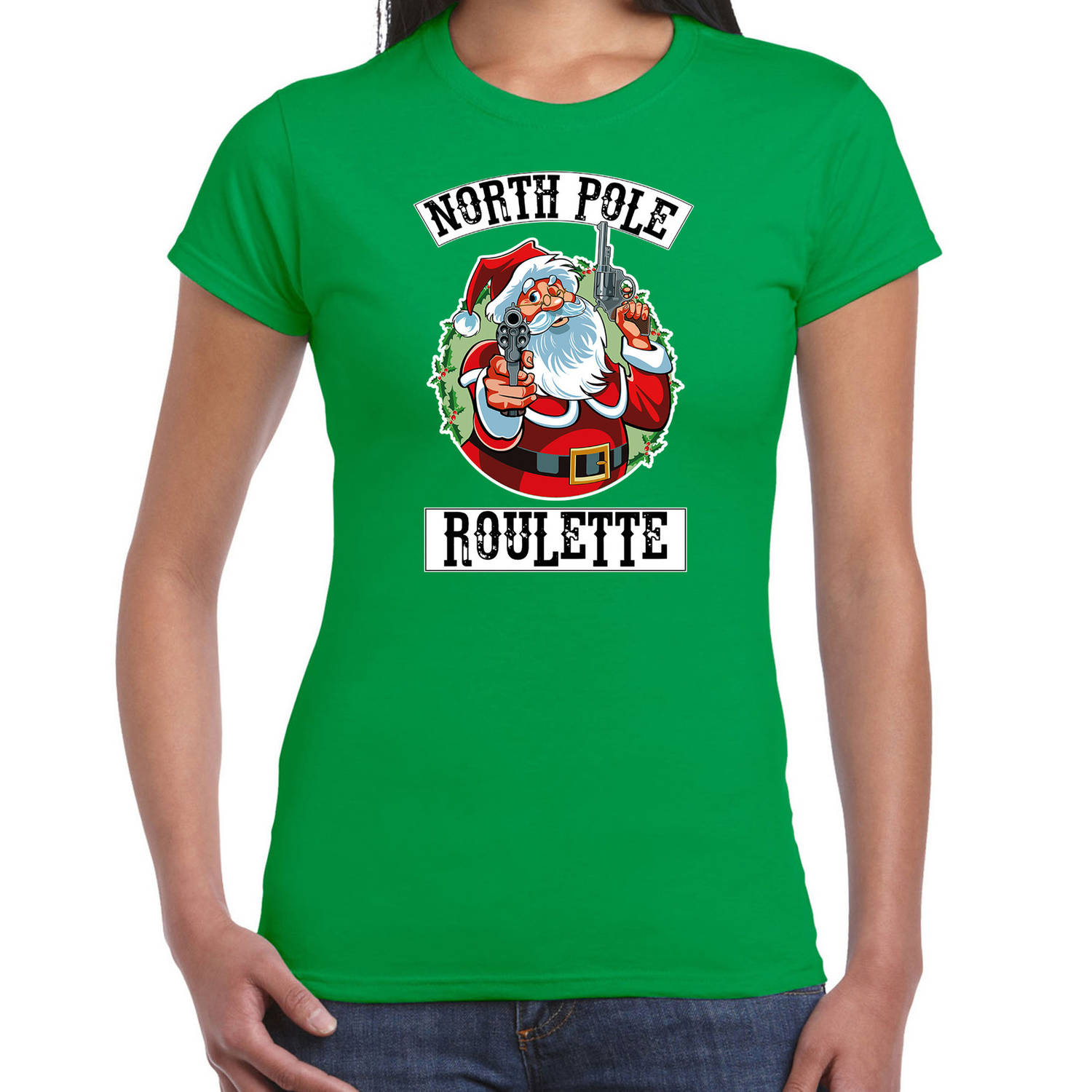 Groen Kerstshirt / Kerstkleding Northpole roulette voor dames XS - kerst t-shirts
