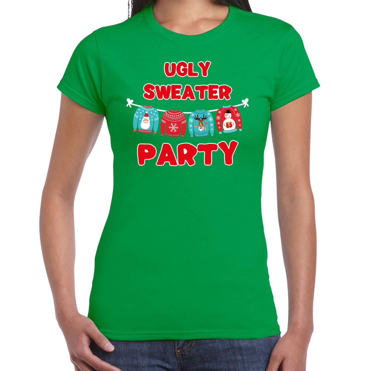 Groen Kerstshirt / Kerstkleding Ugly sweater party voor dames S - kerst t-shirts