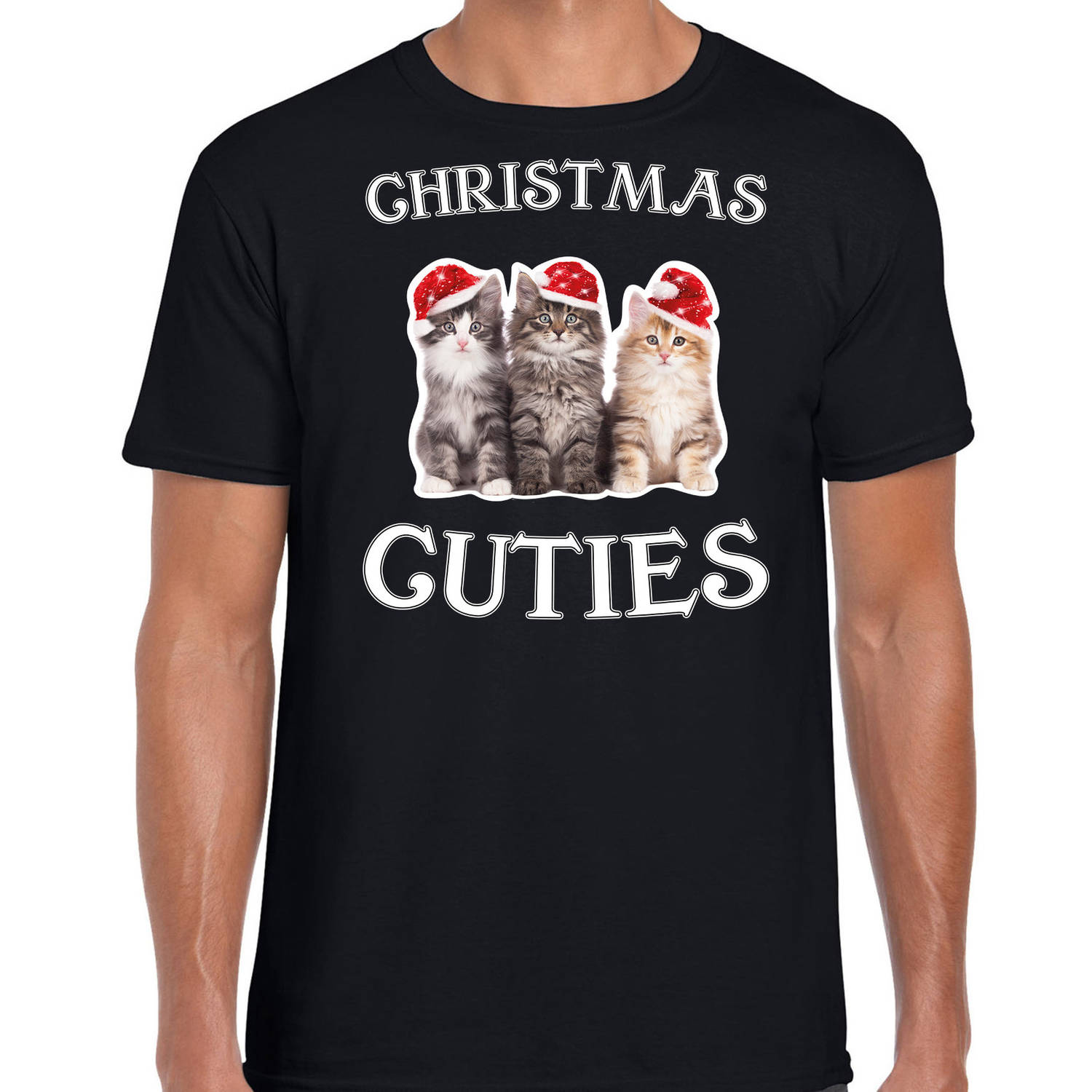 Zwart Kerstshirt / Kerstkleding Christmas cuties voor heren 2XL - kerst t-shirts