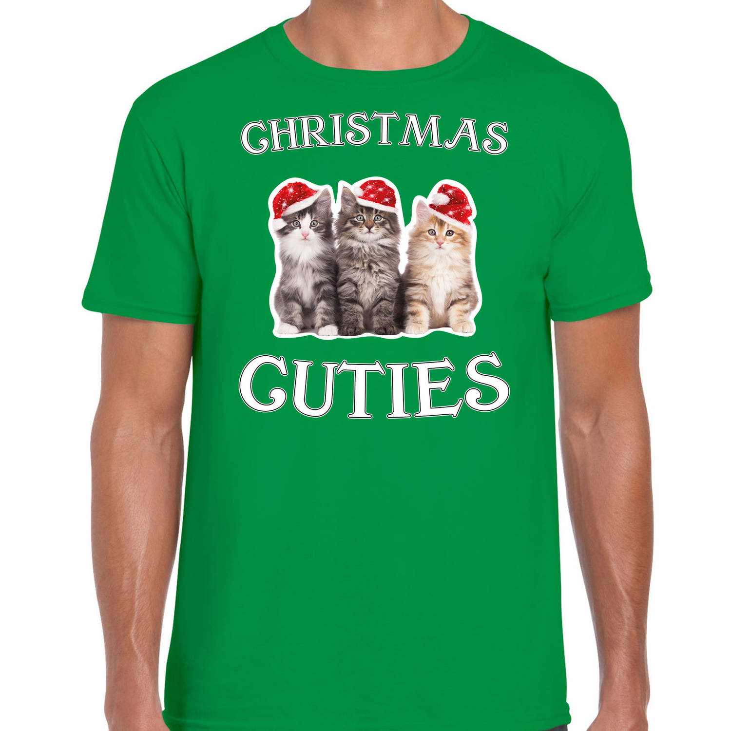 Groen Kerstshirt / Kerstkleding Christmas cuties voor heren L - kerst t-shirts