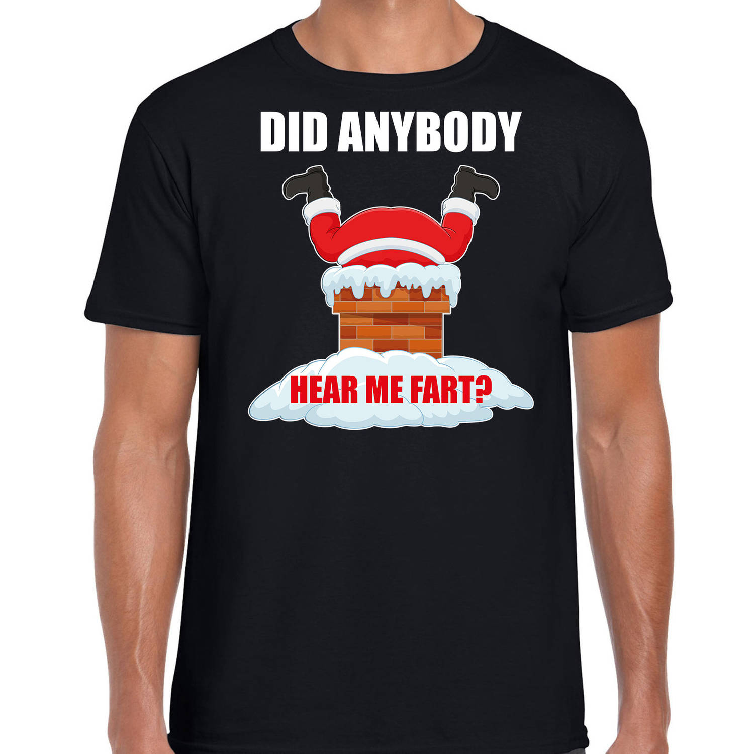 Zwart Kerstshirt / Kerstkleding Did anybody hear my fart voor heren XL - kerst t-shirts
