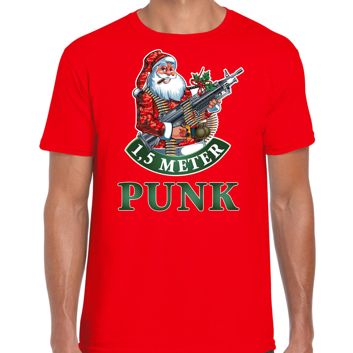 Rood Kerst shirt / Kerstkleding 1,5 meter punk voor heren S - kerst t-shirts