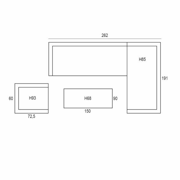 Garden Impressions Senja lounge dining set 4-delig rechts incl. stoel - donker grijs