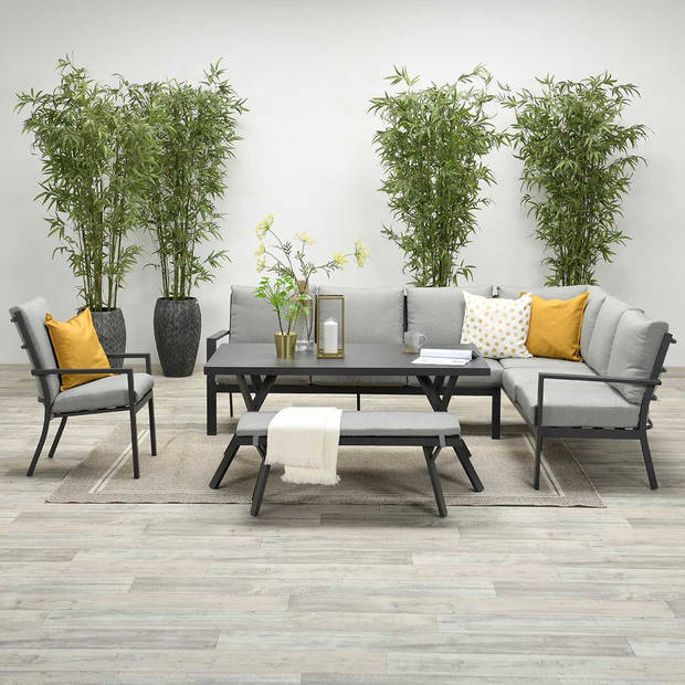 Garden Impressions Senja lounge dining set 4-delig rechts incl. stoel - donker grijs