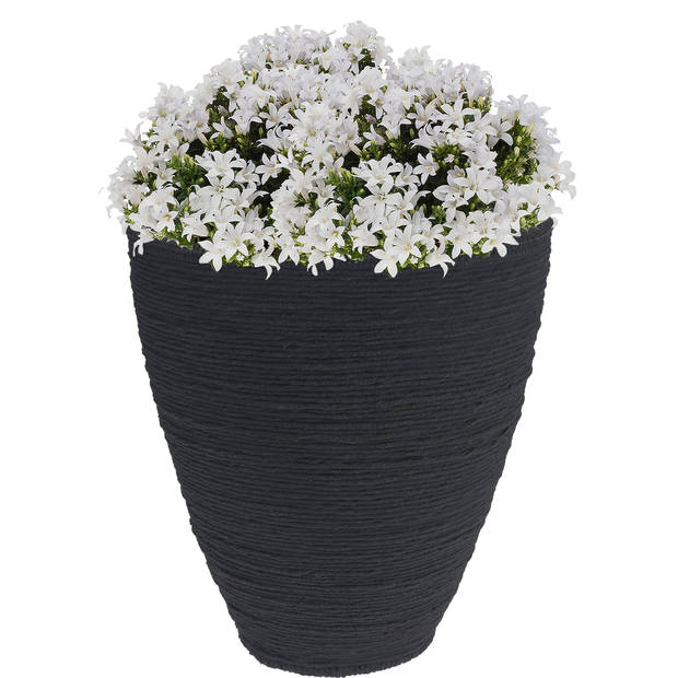 Pro Garden Plantenpot/bloempot Ribbed - Tuin - stevig kunststof - antraciet grijs - D40 x H42 cm - Plantenpotten