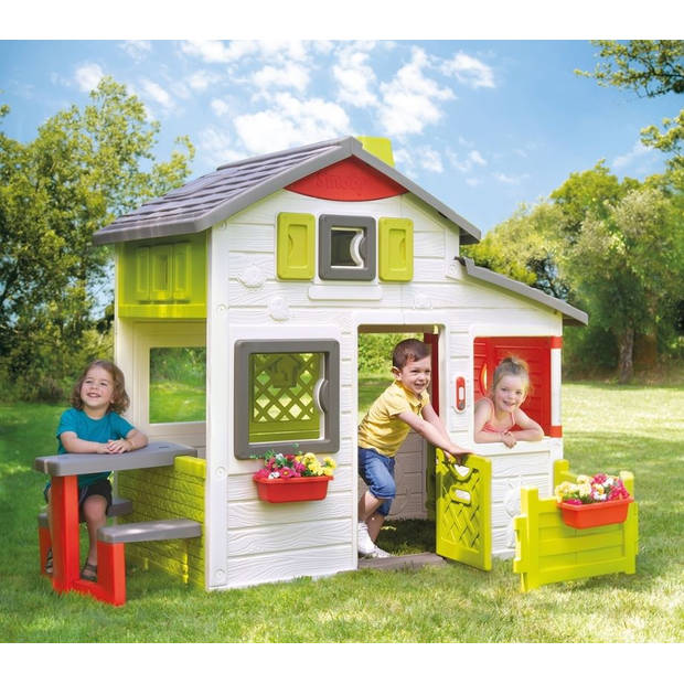 Smoby speelhuis Neo Friends House junior 217 x 171 cm wit/grijs