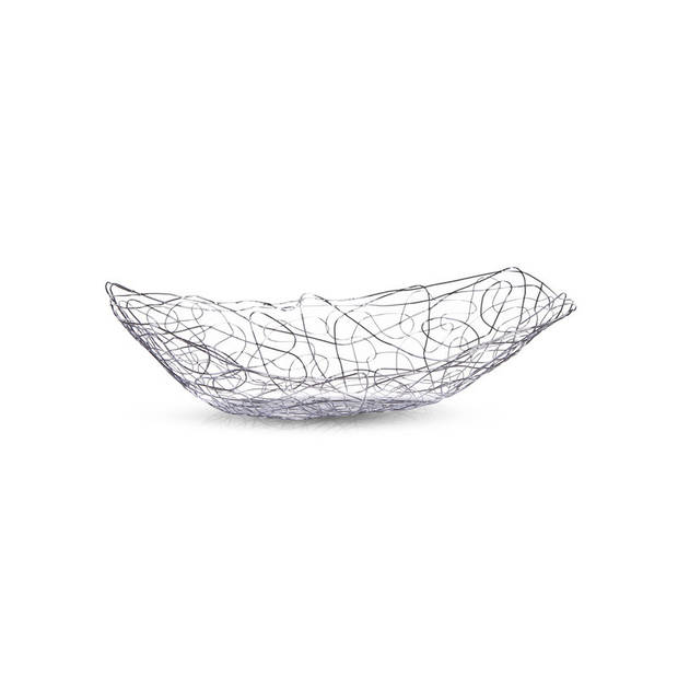 Fruitschaal/fruitmand rechthoekig zilver metaal 33 x 19 cm - Fruitschalen