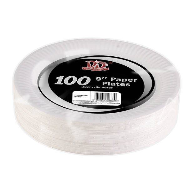 100x Witte bordjes van karton rond 18 cm - Feestbordjes