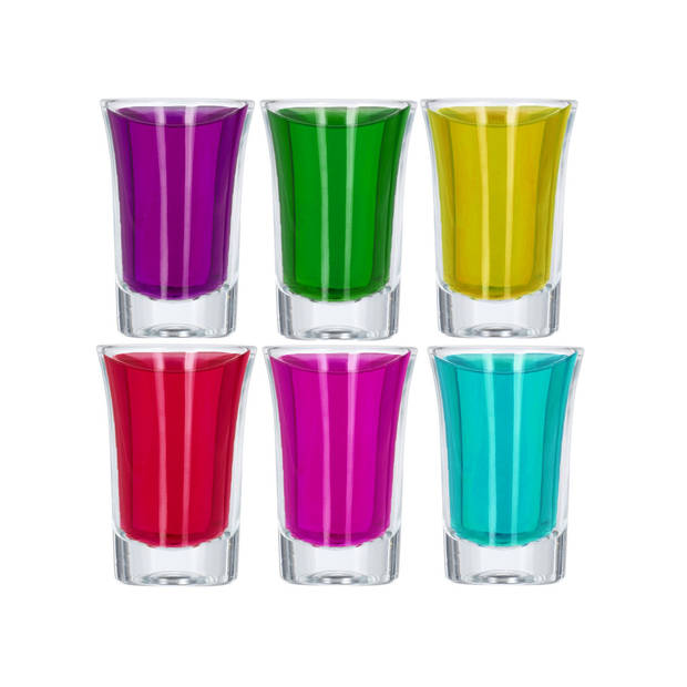 Excellent Houseware borrelglaasjes - 6x - glas - transparant - 40 ml - Shotglazen