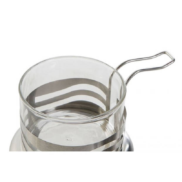 Glazen/metalen suikerpotje met deksel en lepel - Suikerstrooiers
