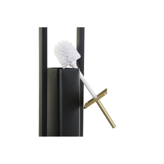 Toiletborstel met toiletrolhouder zwart/goud metaal 80 cm - Toiletborstels
