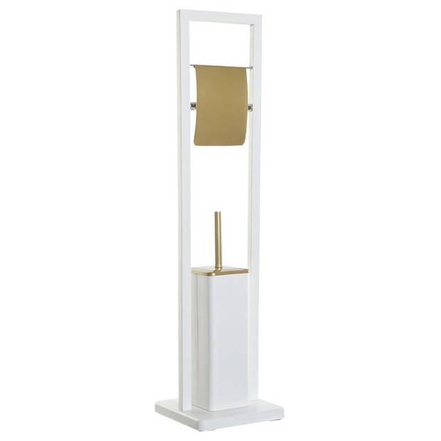 Toiletborstel met toiletrolhouder wit/goud metaal 80 cm - Toiletborstels