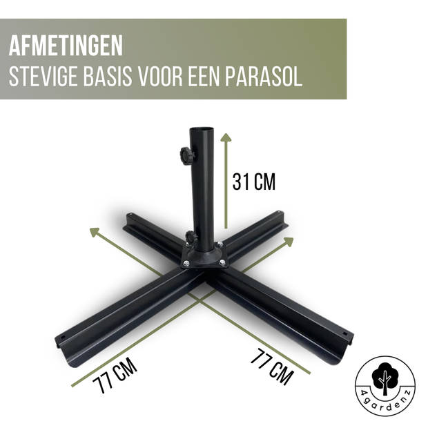 4gardenz® Parasol Kruisvoet voor Verzwaringstegels 77x77x31 cm - Zwart