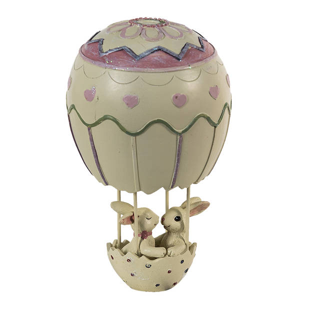 Clayre & Eef Witte Decoratie konijnen in luchtballon 11*11*19 cm 6PR3549