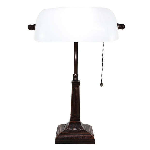 Clayre & Eef Witte Bureaulamp wit 26*16*40 cm E27/max 1*40W 5LL-5686