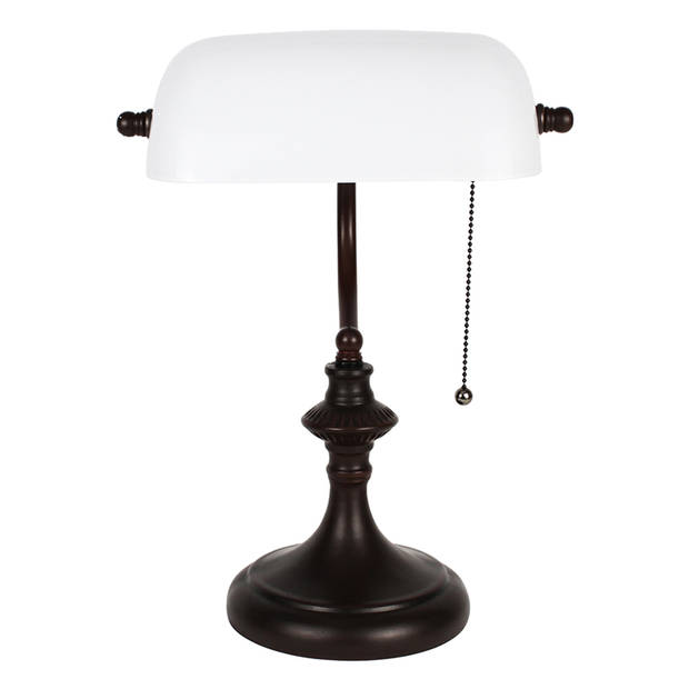 Clayre & Eef Witte Bureaulamp wit 26*16*38 cm E27/max 1*40W 5LL-5683