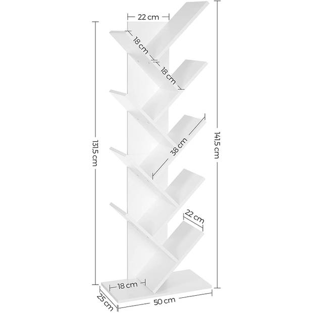 Parya Home - Witte Boekenkast - Staande Boekenkast - 8 Planken - Hout