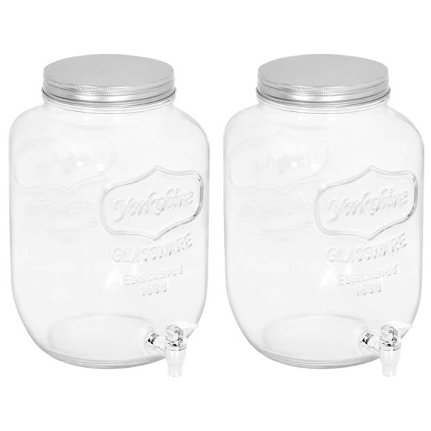 vidaXL Drankdispensers 2 st 8050 ml glas