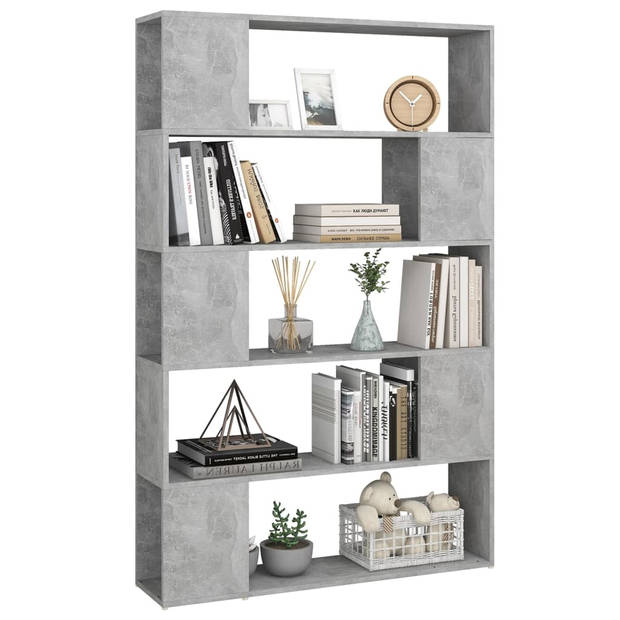 The Living Store Boekenkast Kamerverdeler - 100 x 24 x 155 cm - Betongrijs