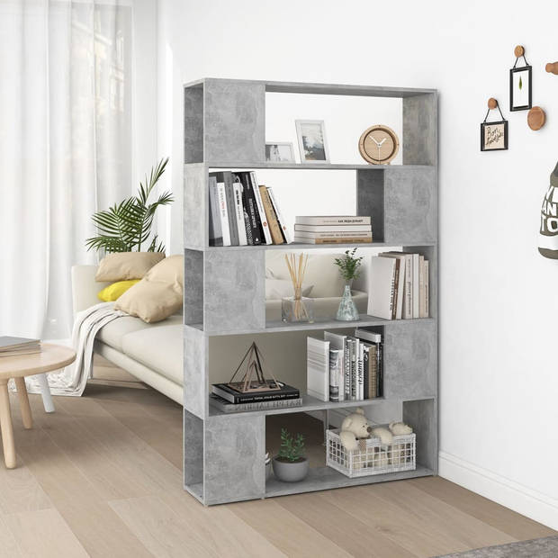 The Living Store Boekenkast Kamerverdeler - 100 x 24 x 155 cm - Betongrijs