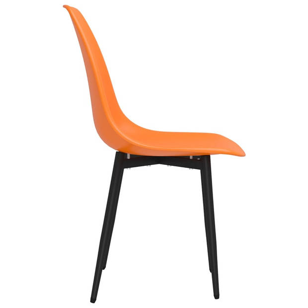 The Living Store Minimalistische Eetkamerstoelen - Oranje - PP en Metaal - 46 x 52 x 84 cm - Ergonomische Rugleuning -