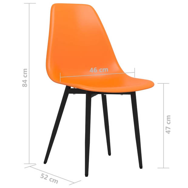 The Living Store Minimalistische Eetkamerstoelen - Oranje - PP en Metaal - 46 x 52 x 84 cm - Ergonomische Rugleuning -