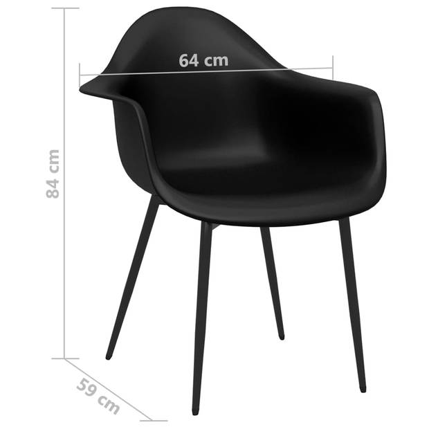 The Living Store Minimalistische eetkamerstoelen - 64x59x84 cm - zwart - PP en metaal