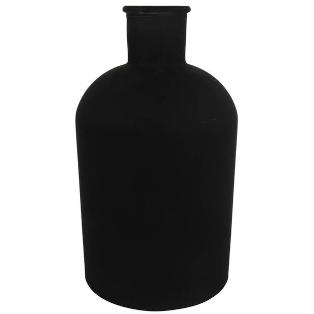 Countryfield vaas - 2x stuks - mat zwart - glas - fles - D17 x H31 cm - Vazen