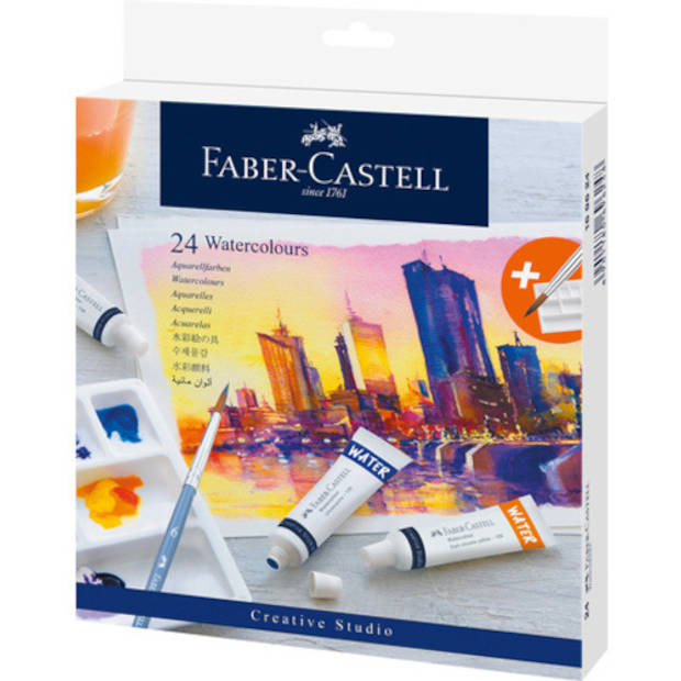 Faber Castell waterverf 216 ml aluminium wit/blauw 26-delig