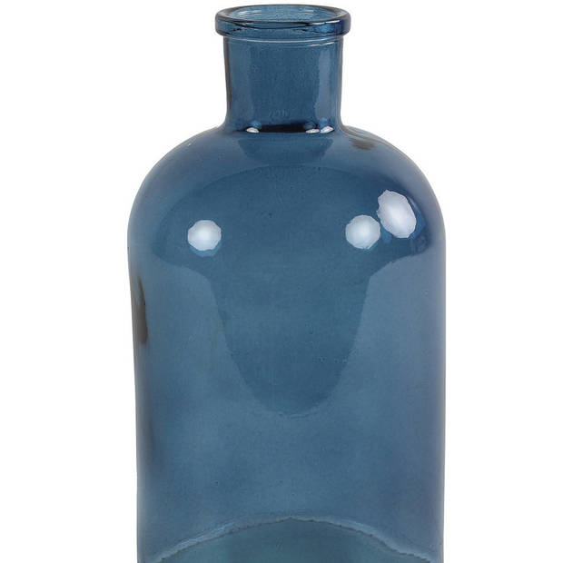 Countryfield vaas - zeeblauw/transparant - glasA‚A - apotheker fles - D14 x H27 cm - Vazen