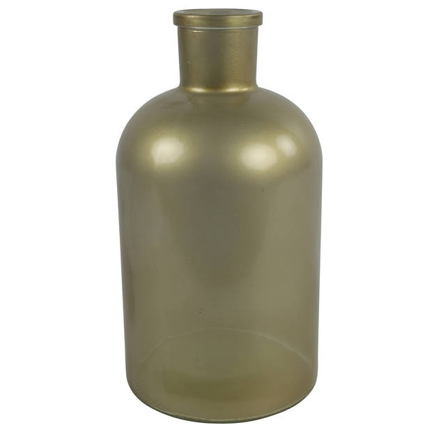 Countryfield vaas - 2x stuks - mat goud glas - fles - D14 x H27 cm - Vazen