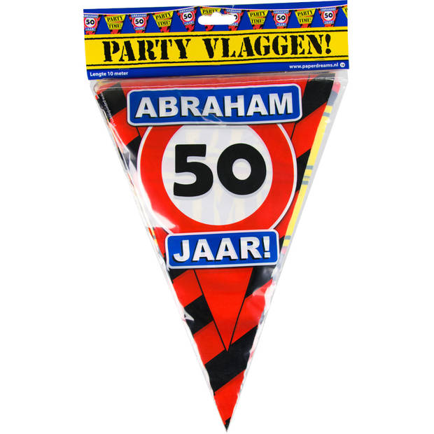 Paper Dreams vlaggenlijn Abraham 50 Jaar 10 meter rood/zwart