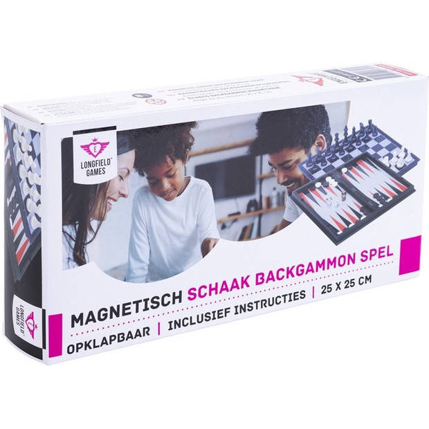 Engelhart reisspel backgammon/schaken 24 cm zwart/wit