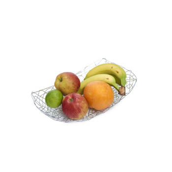 Fruitschaal/fruitmand rechthoekig zilver metaal 33 x 19 cm - Fruitschalen