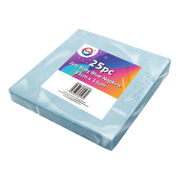 25x Lichtblauwe servetten 2-laags van papier 33 x 33 cm - Feestservetten