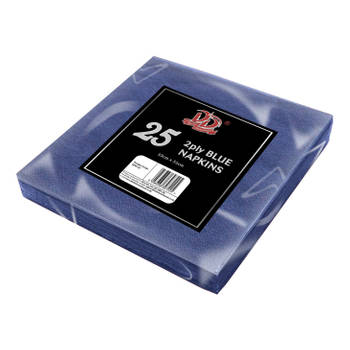 25x Blauwe servetten 2-laags van papier 33 x 33 cm - Feestservetten