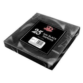 25x Zwarte servetten 2-laags van papier 33 x 33 cm - Feestservetten