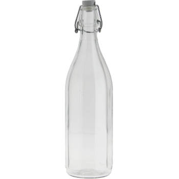 Bormioli rocco waterfles met beugeldop - helder transparant - 1000 ml - Giara home deco fles - Decoratieve flessen