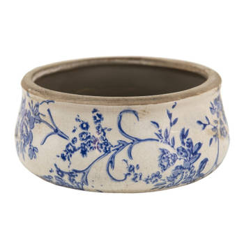 Clayre & Eef Blauwe Decoratie bloempot Ø 21*8 cm 6CE1397L