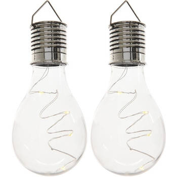2x Buitenlampen/tuinlampen lampbolletjes/peertjes 14 cm transparant - Buitenverlichting