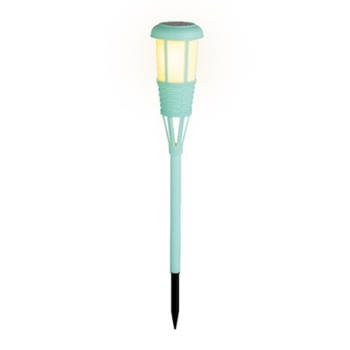 Solar tuinfakkel/tuinlamp turquoise op zonne-energie 61 cm - Fakkels