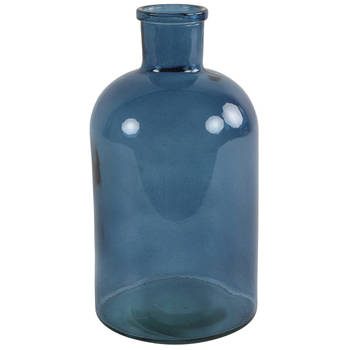 Countryfield vaas - zeeblauw/transparant - glasA?A - apotheker fles - D14 x H27 cm - Vazen
