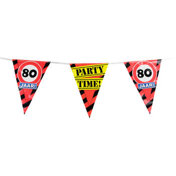 Paper Dreams vlaggenlijn Party 80 jaar 10 meter folie rood/zwart