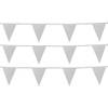 3x Zilveren puntvlaggenlijn slingers met glitters 6 meter - Vlaggenlijnen