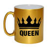 Cadeau Queen mok/ beker goud met zwarte bedrukking 300 ml - feest mokken