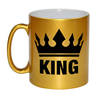 Cadeau King mok/ beker goud met zwarte bedrukking 300 ml - feest mokken