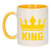 Cadeau King mok/ beker geel wit 300 ml - feest mokken