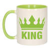 Cadeau King mok/ beker groen wit 300 ml - feest mokken