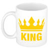 Cadeau King mok/ beker wit met gele bedrukking 300 ml - feest mokken
